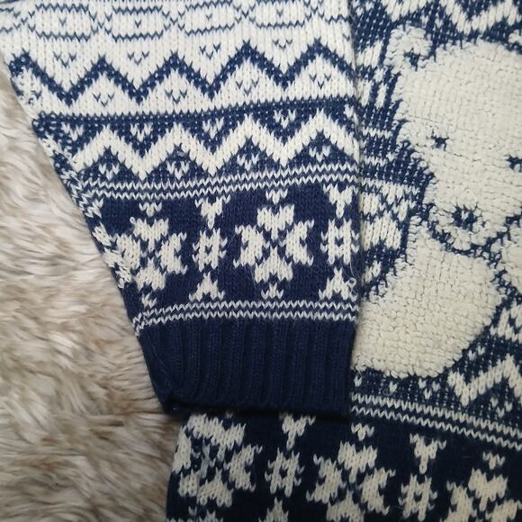 Vintage Ground Control Kids Sweater Small 4 Made in USA Navy White Polar Bear - Picture 4 of 7